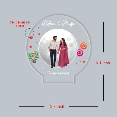 Personalized Couple Name LED Night Light, Our Journey Begins Quote Acrylic Lamp with Warm White Black Base Gift for Couple New Journey Gift